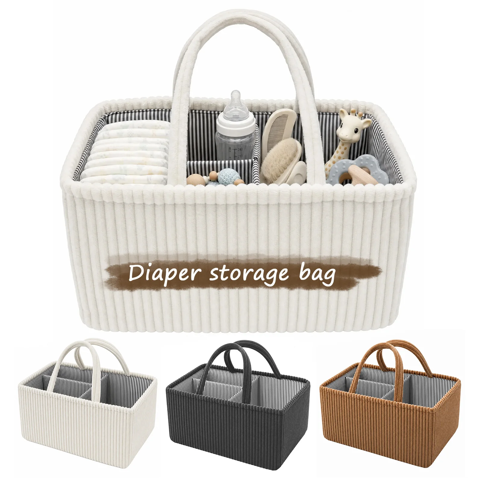 Backpack Diaper Bag - ベビーおむつ収納オーガナイザー 折りたたみ式おむつ替え収納 マザーズバッグ ハンドル付き ベビー用品オーガナイザーバスケット