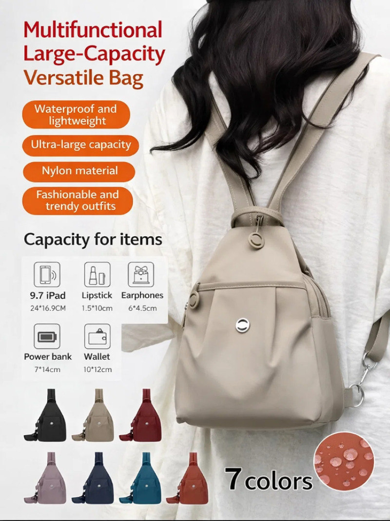 Mini Backpack Purse - 女性用軽量ミニバックパック、盗難防止機能付きオックスフォード生地チェストバッグ、シンプルでスタイリッシュな多用途コンバーチブルデイパック