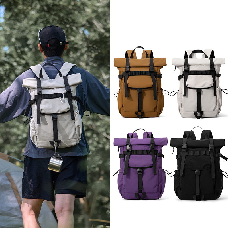 新しいメンズロールマウス拡張式トラベルバックパック、ノートパ - Canvas Backpack Casual のレビューと価格