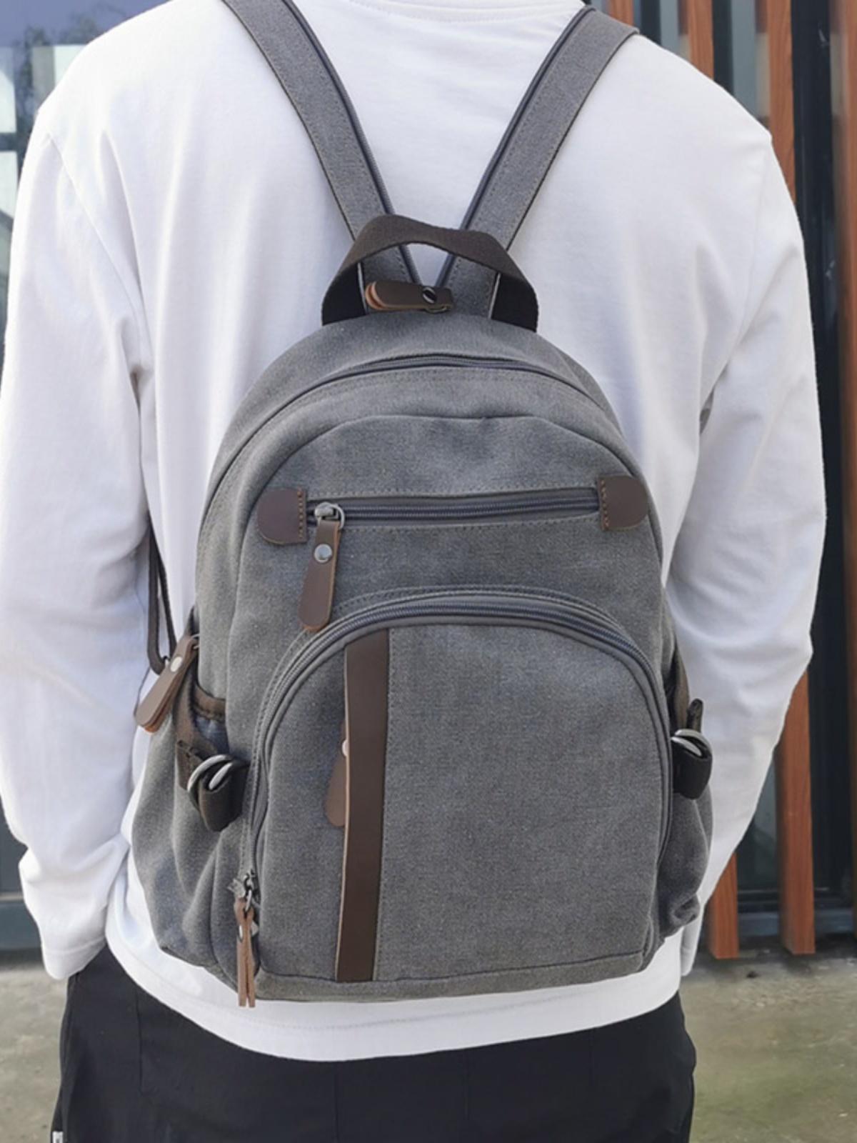 小さなキャンバスバックパックレジャースポーツ多機能チェストバ - Canvas Backpack Casual のレビューと価格