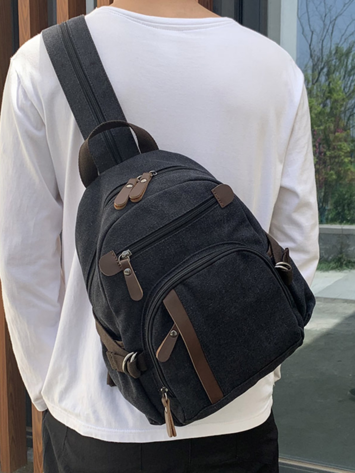 小さなキャンバスバックパックレジャースポーツ多機能チェストバ - Canvas Backpack Casual のレビューと価格